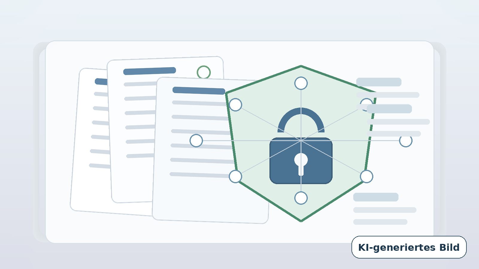 Dokumente, Datenschutzschild und KI-Prüfpfad für DSGVO-konforme KI