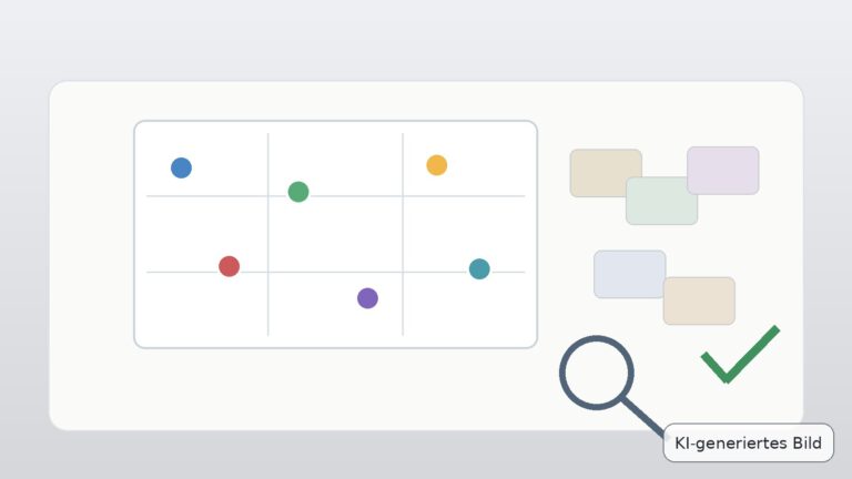 Neutrale Prozessszene mit Bewertungsmatrix zur Priorisierung von KI-Projekten