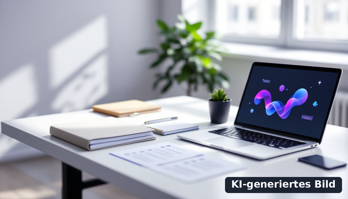 Neutrale Büroszene mit Unterlagen und Laptop als Symbol für KI-Readiness und Potenzialanalyse